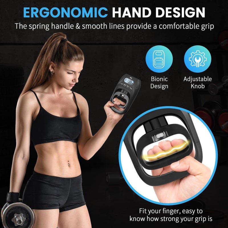 TIPRE 396lbs/180kg Grip Strength Tester, Hand Grip Dynamometer, Digital Grip Strength Tester with LCD Display, Adjustable Hand Grip Training Gauge, Hand Grip Testing for Sports Home School Use - Image 5